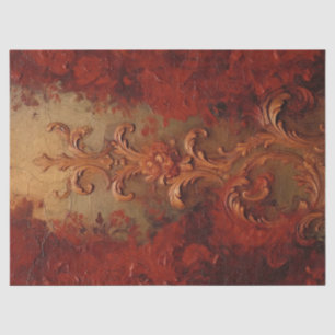 Watercolor deep red and faux gold retro ornaments tissue paper