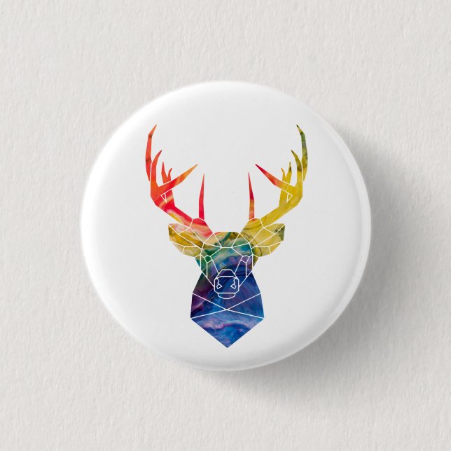 Watercolor deer     3 cm round badge (Front)