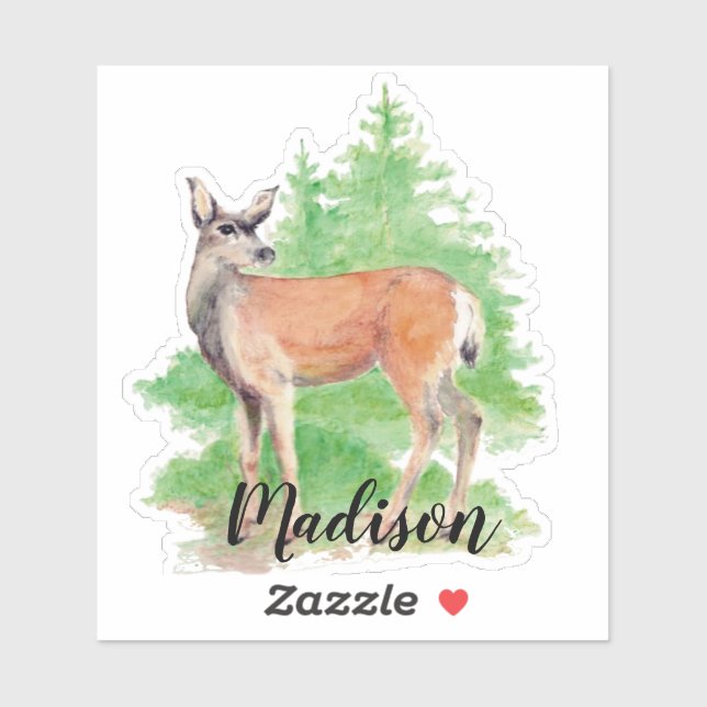Watercolor Deer Animal Custom Name (Sheet)
