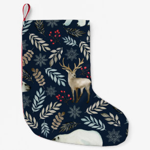 Watercolor Deer Bear Hand Drawn Small Christmas Stocking