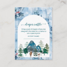 Watercolor deer boy Baby Shower Diaper Raffle Enc
