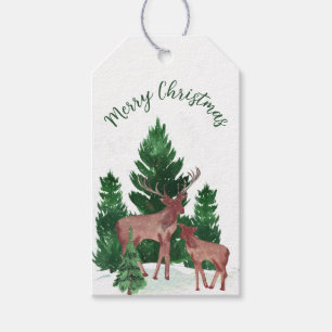 Watercolor Deer Christmas Gift Tags