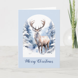 Watercolor Deer Christmas Holiday Card