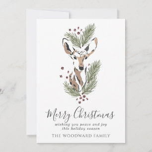 Watercolor Deer Christmas Holiday Card