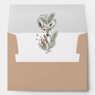 Watercolor Deer Christmas Holiday Card Envelope