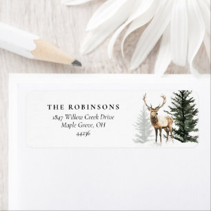 Watercolor Deer Christmas Return Address Labels