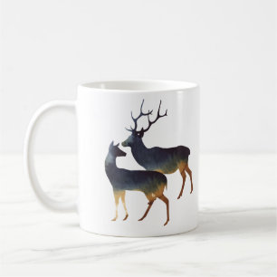 Watercolor Deer Couple with Names Coffee Mug