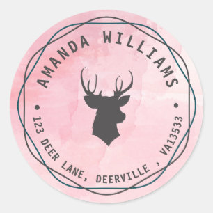 Watercolor Deer Head Stag Custom Address Labels