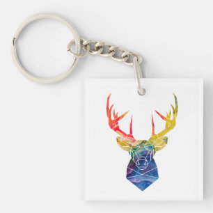Watercolor deer key ring