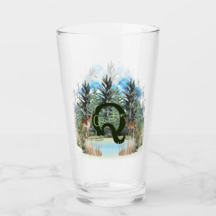 Watercolor Deer Personalised Monogram Letter Q Glass