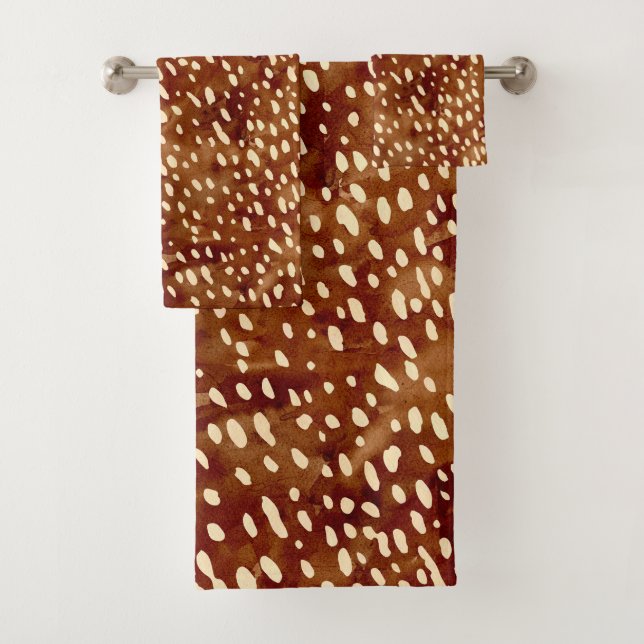 Watercolor Deer Print Bath Towel Set (Insitu)