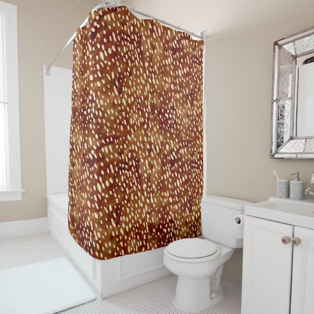 Watercolor Deer Print Shower Curtain (In Situ)