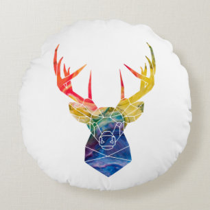 Watercolor deer round cushion