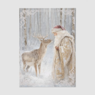 Watercolor Deer Santa Decoupage Tissue Paper