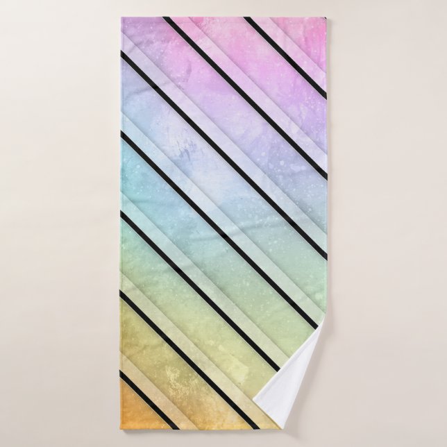 Watercolor degrade stripes pattern bath towel set (Bath Towel)