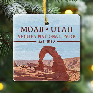 Watercolor  Delicate Arch Moab Utah National Park Ceramic Ornament
