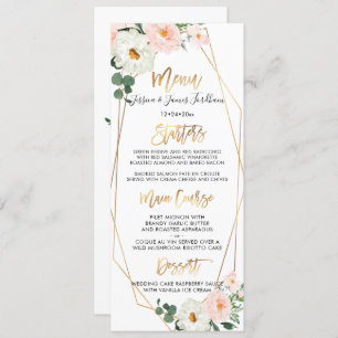 Watercolor Delicate Bloom Bouquets Menu Invitation