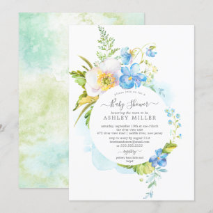 Watercolor Delicate Floral Baby Shower Invitation