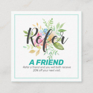 Watercolor delicate flowers bouquet referral card
