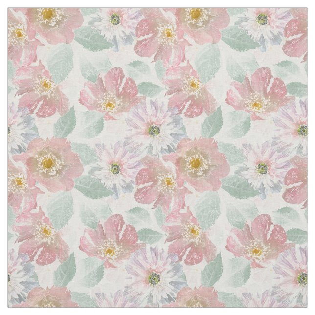 Watercolor delicate flowers.  fabric (Swatch)