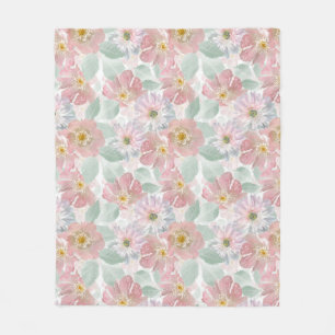 Watercolor delicate flowers. fleece blanket
