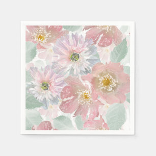 Watercolor delicate flowers. napkin