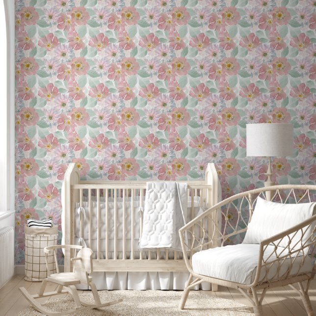 Watercolor delicate flowers.  wallpaper (Kids)