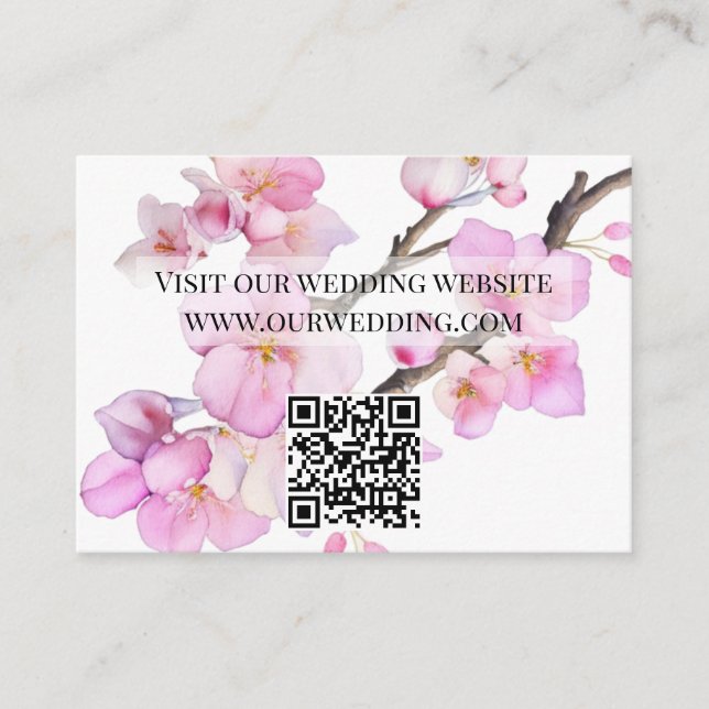 Watercolor delicate pink floral  QR wedding  Enclosure Card (Front)