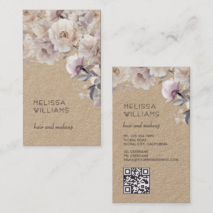 Watercolor Delicate Roses Qr Code Rustic Business Card