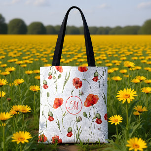 Watercolor Delicate Wild Poppies Tote Bag