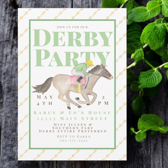 Watercolor Derby Party Horse Jockey Race  Invitation (Creator Uploaded)