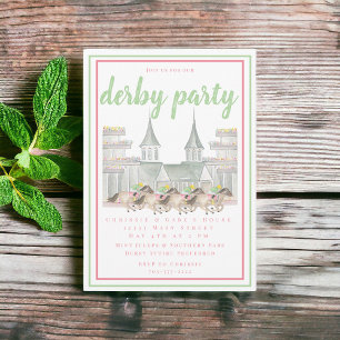 Watercolor Derby Party Horse Racing Building Invitation