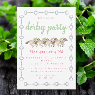 Watercolor Derby Party Horses Racing Invitation
