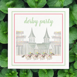 Watercolor Derby Party Script Horse Racing  Napkin