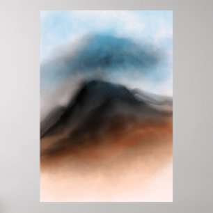 Watercolor Desert and Skies Landscape Painting Poster