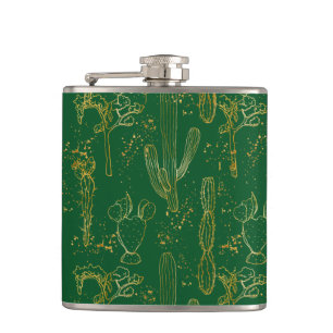 Watercolor Desert Cacti Hip Flask
