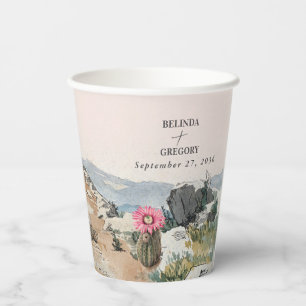 Watercolor Desert Cactus Boho Wedding Favor Paper Cups