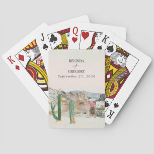 Watercolor Desert Cactus Boho Wedding Favor Playing Cards