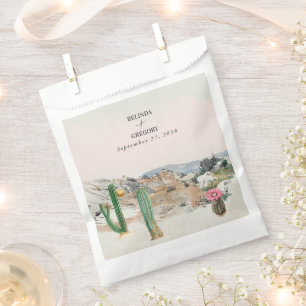 Watercolor Desert Cactus Boho Wedding Favour Bags