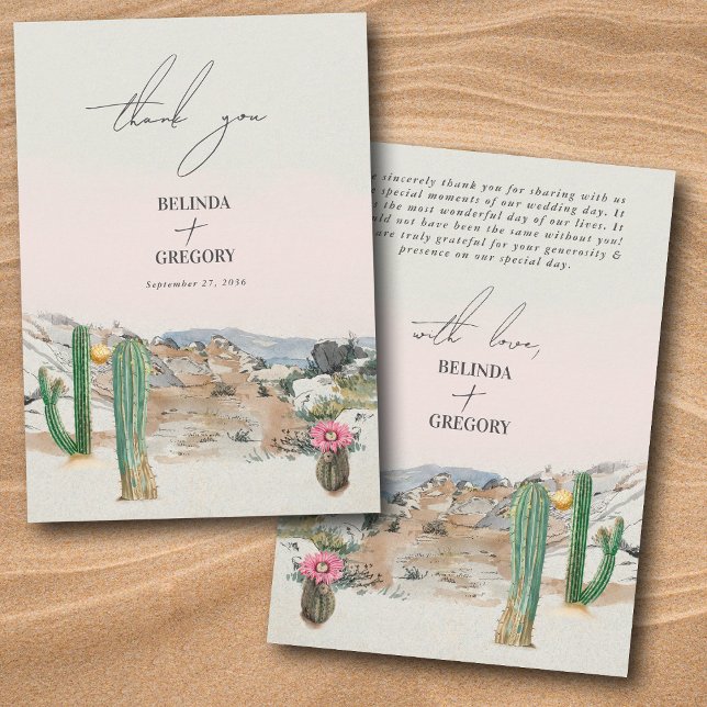 Watercolor Desert Cactus Boho Wedding Thank You Card (Watercolor Desert Cactus Boho Wedding Thank You Card)