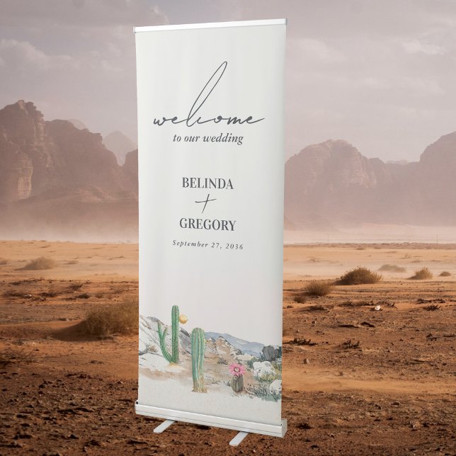 Watercolor Desert Cactus Boho Wedding Welcome Retractable Banner (Watercolor Desert Cactus Boho Wedding Welcome Retractable Banner)