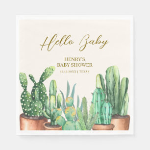 Watercolor Desert Cactus Garden Baby Shower  Napkin