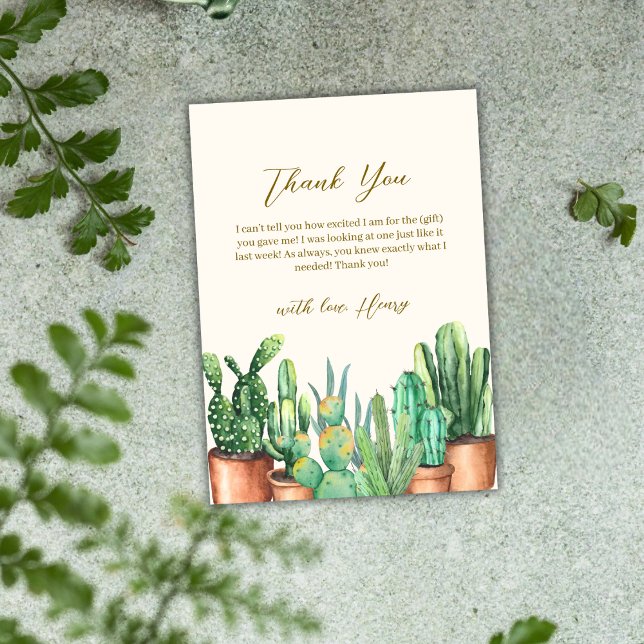 Watercolor Desert Cactus Garden Baby Shower  Thank You Card (Watercolor Desert Cactus Garden Baby Shower Thank You Card)