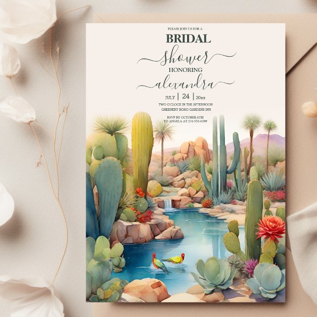 Watercolor Desert Cactus Landscape Wedding Invitation (Creator Uploaded)