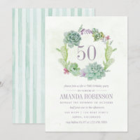 Watercolor Desert Cactus Succulents 50th Birthday