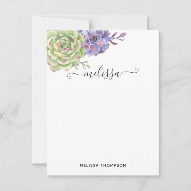 Watercolor Desert Cactus Succulents Card (Front)