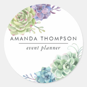 Watercolor Desert Cactus Succulents Classic Round Sticker