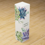 Watercolor Desert Cactus Succulents Customisable Wine Gift Box<br><div class="desc">Watercolour succulent art Wine Boxes with elegant typography customisable to your event specifics.</div>