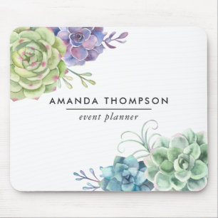 Watercolor Desert Cactus Succulents Mouse Mat