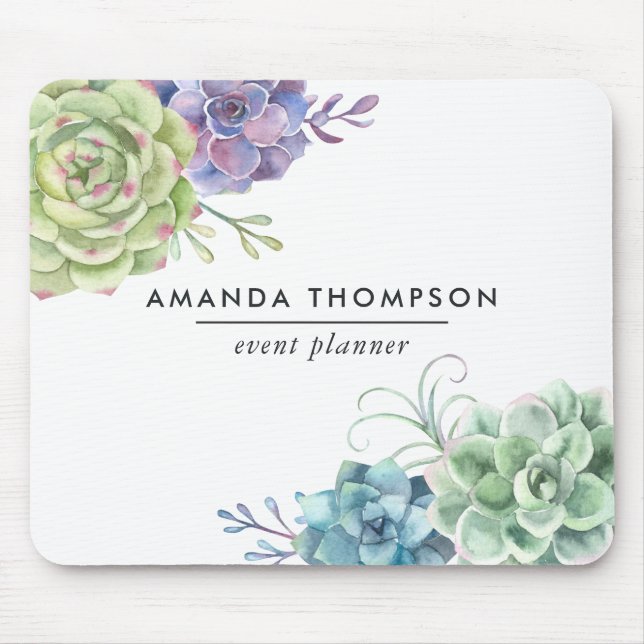 Watercolor Desert Cactus Succulents Mouse Mat (Front)